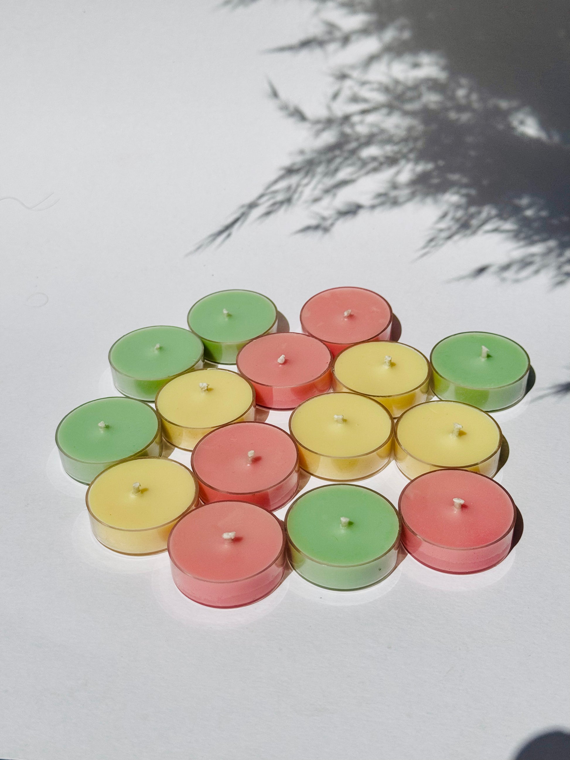 lemon rose jasmine scented round acrylic tealights candle