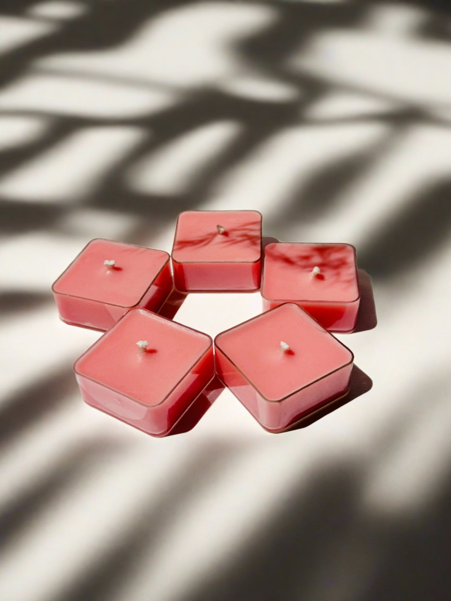 rose scented square acrylic tealights candle