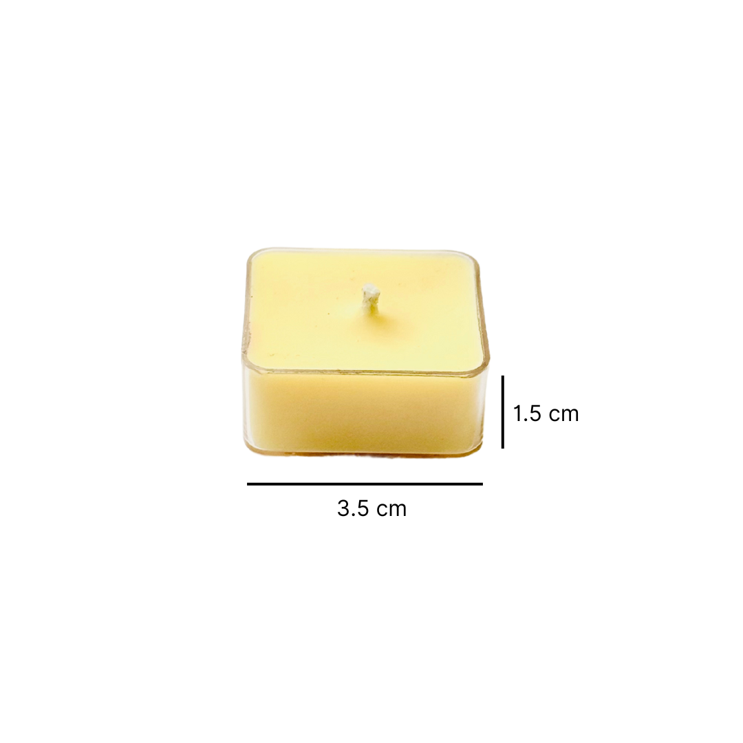 lemon scented square acrylic tealights candle